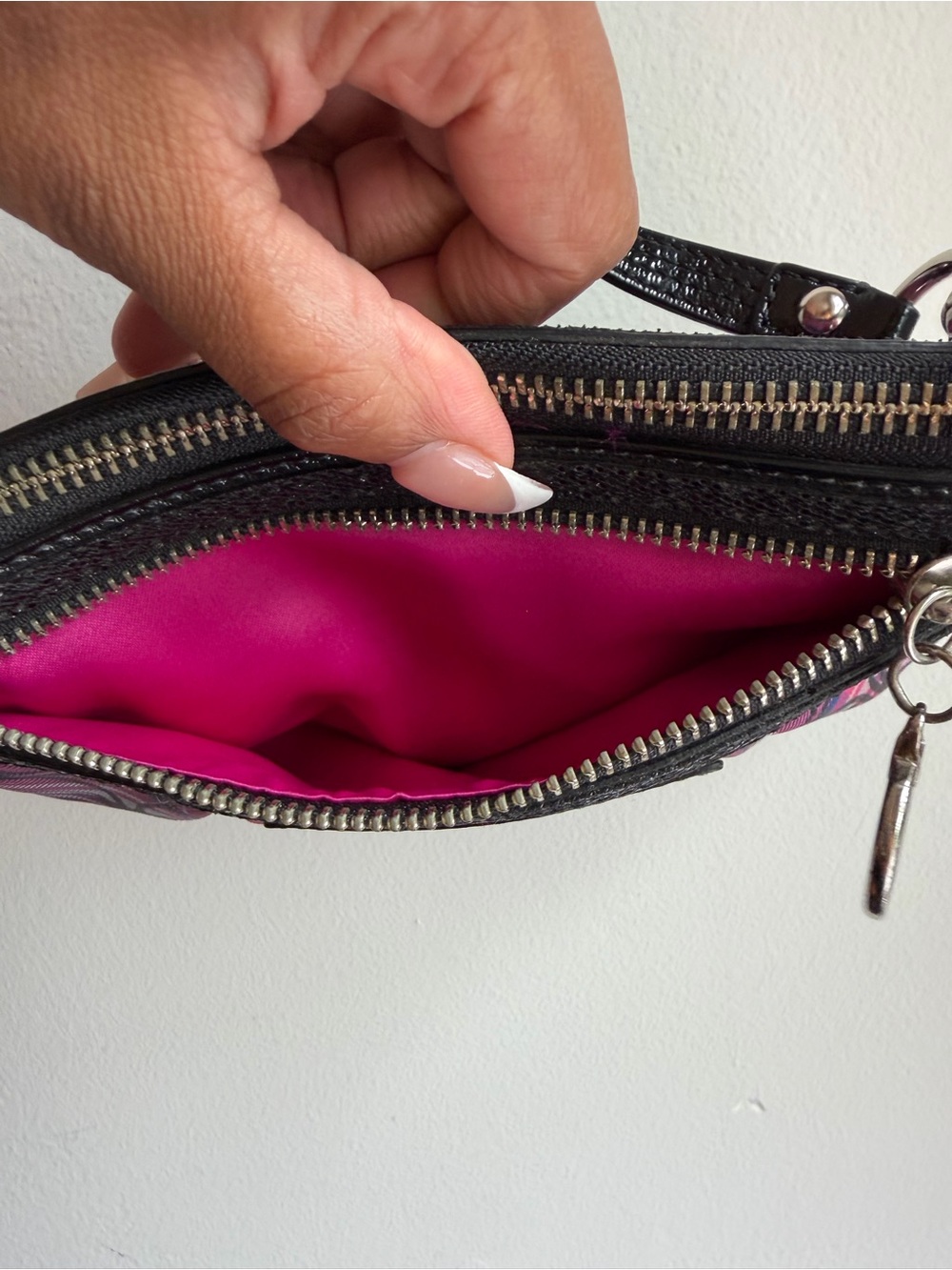 Coach Poppy Tartan Plaid Graffiti Wristlet Mini Bag Y2K Pink Purple - Picture 6 of 14
